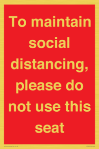 To maintain social distancing, please do not use this seat